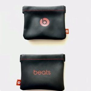 Lot of 2 Beats Dre urBeats Red Logo Earphone Headphone Magnetic Carrying Pouch
